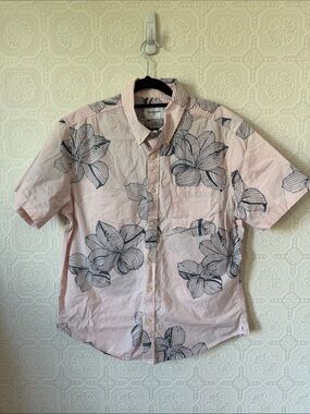 Goodfellow & Co Pink Short-Sleeve Floral Button-Down Shirt Size L